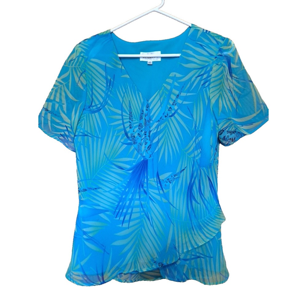 Studio I Women's Polyester Lined Floral Short Sleeve V-Neck Blouse Top 12